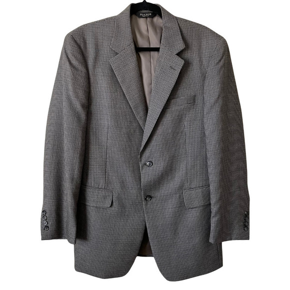 Jos A Bank Blazer Mens 39R Tan Blue Wool Houndstooth 2 Button Sports Coat - Picture 1 of 12